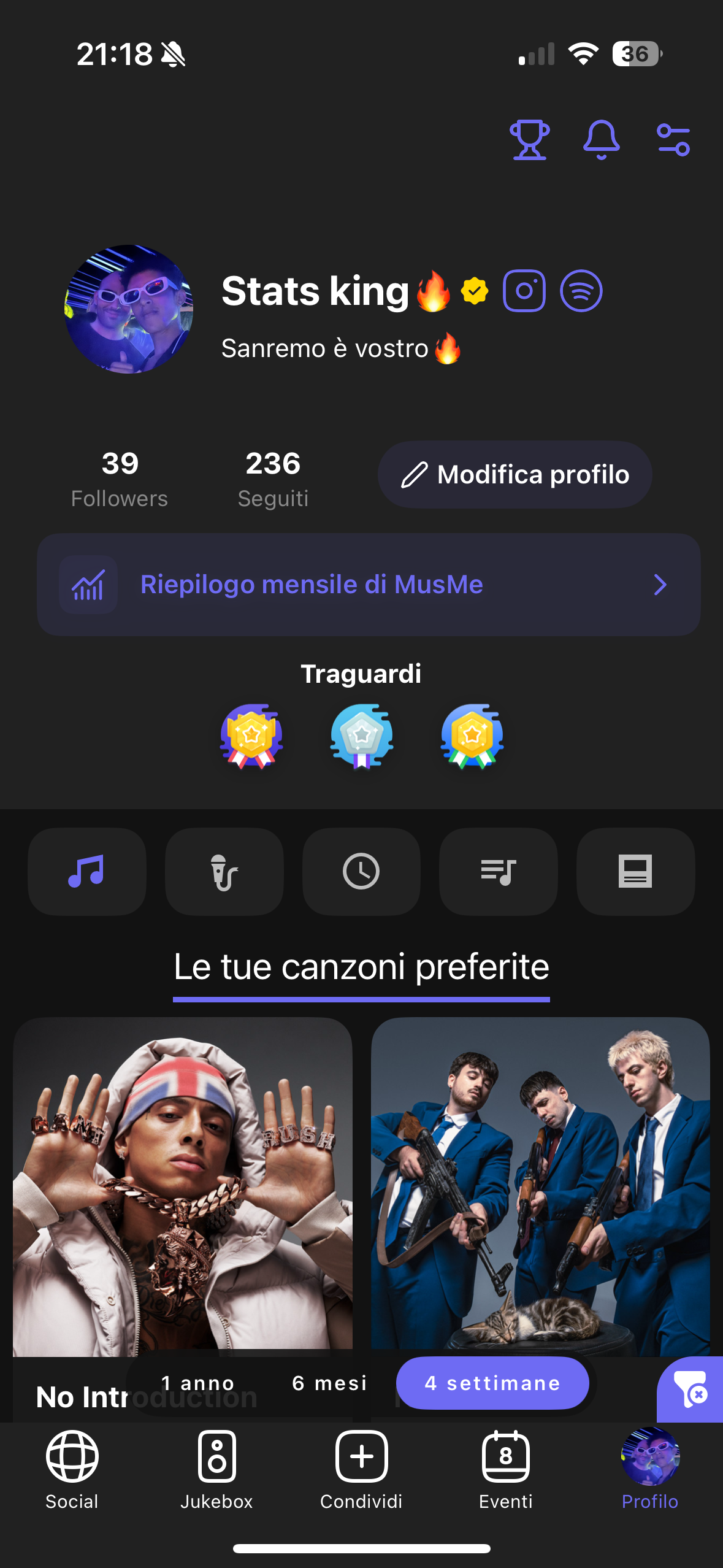 MusMe Profile Screen
